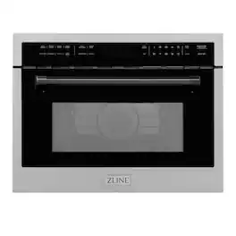 ZLINE - Autograph Edition 24" 1.6 cu ft. Built-in Convection Microwave Oven and Matte Black Accents - Stainless Steel