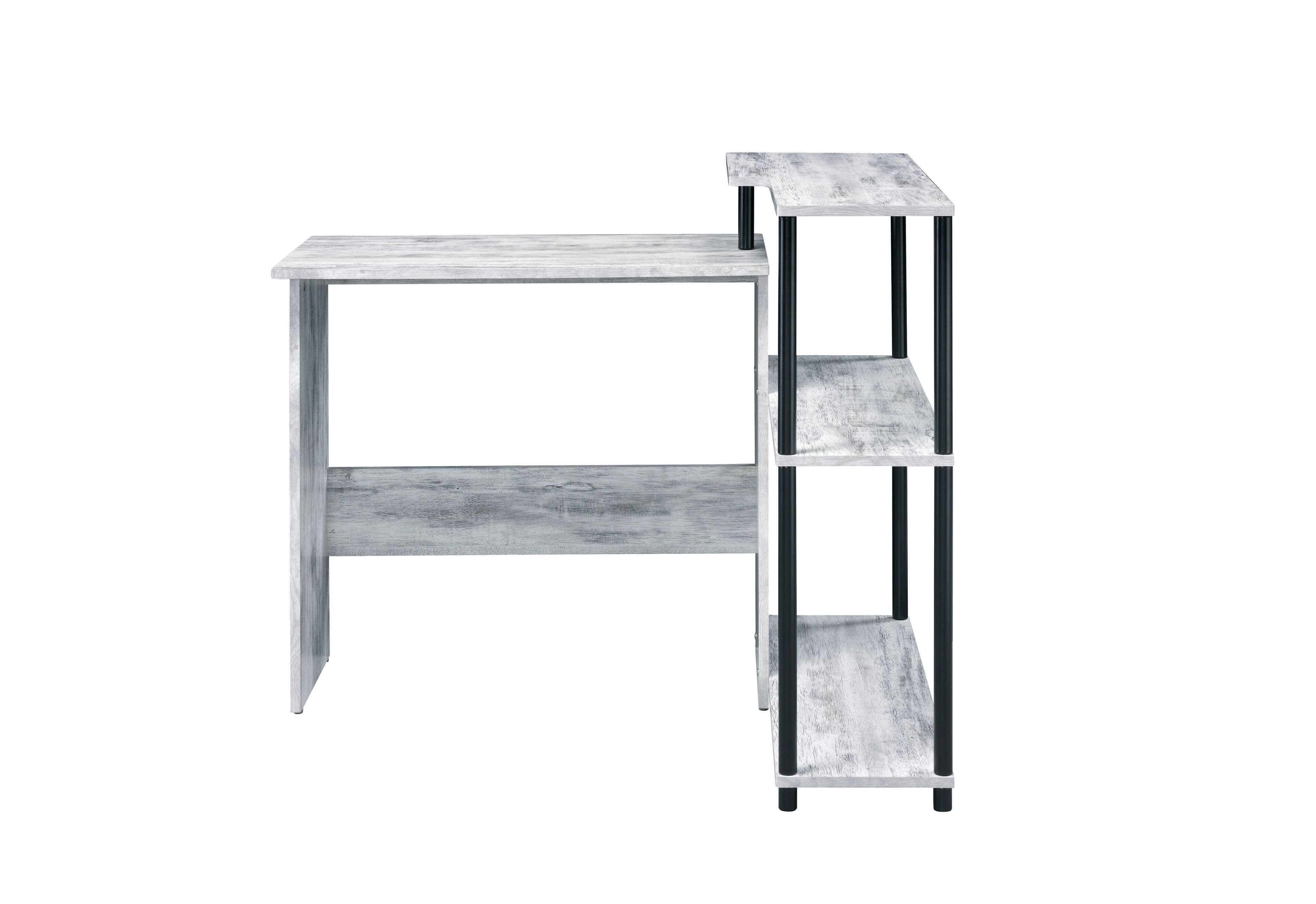 Back. TinyHomie - Levi Antique White and Black Finish Writing Desk - White.