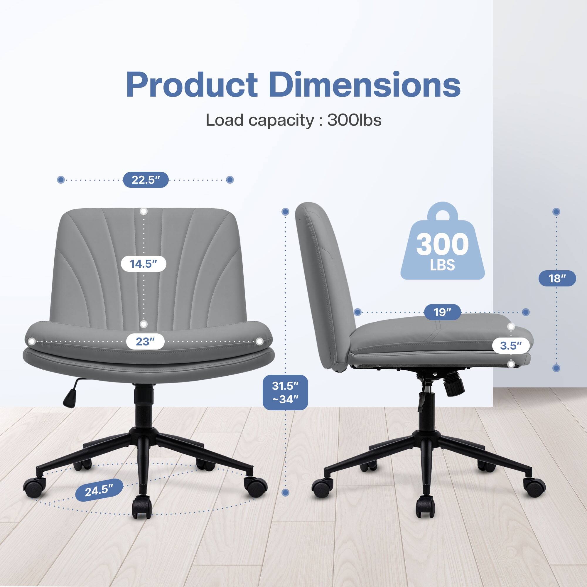 Product Dimensions  
Load capacity: 300lbs  
22.5"  
14.5"  
23"  
18"  
19"  
3.5"  
31.5" - 34"  
24.5"