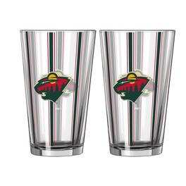 Logo Brands - Minnesota Wild Two-Piece 16oz. Striped Pint Glass Set - Multicolor