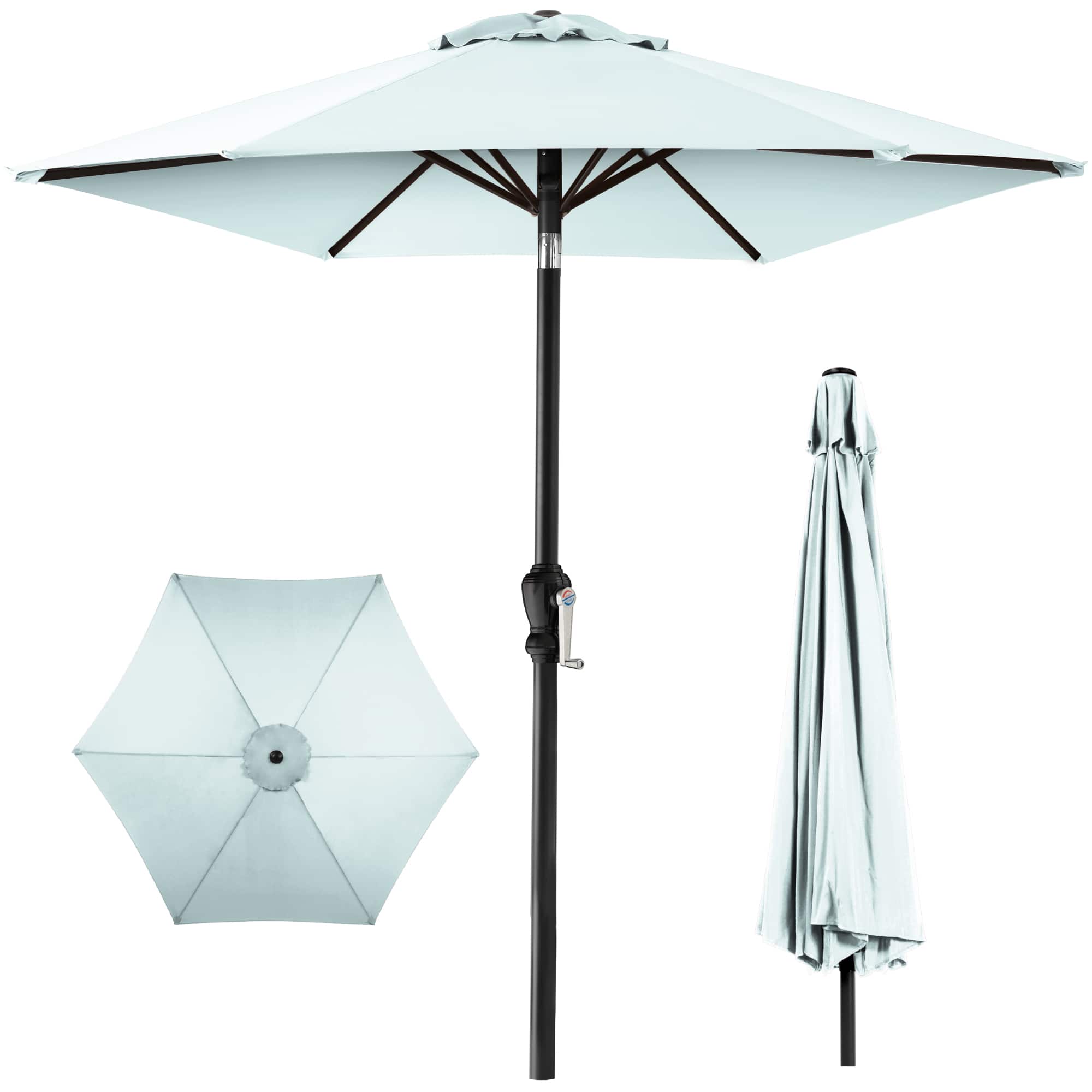Front. Best Choice Products - Best Choice Products 10ft Outdoor Steel Market Patio Umbrella w/ Crank, Tilt Push Button, 6 Ribs - Baby Blue - Baby Blue.