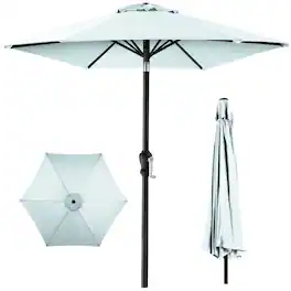 Best Choice Products - 10ft Outdoor Steel Market Patio Umbrella w/ Crank, Tilt Push Button, 6 Ribs - Baby Blue