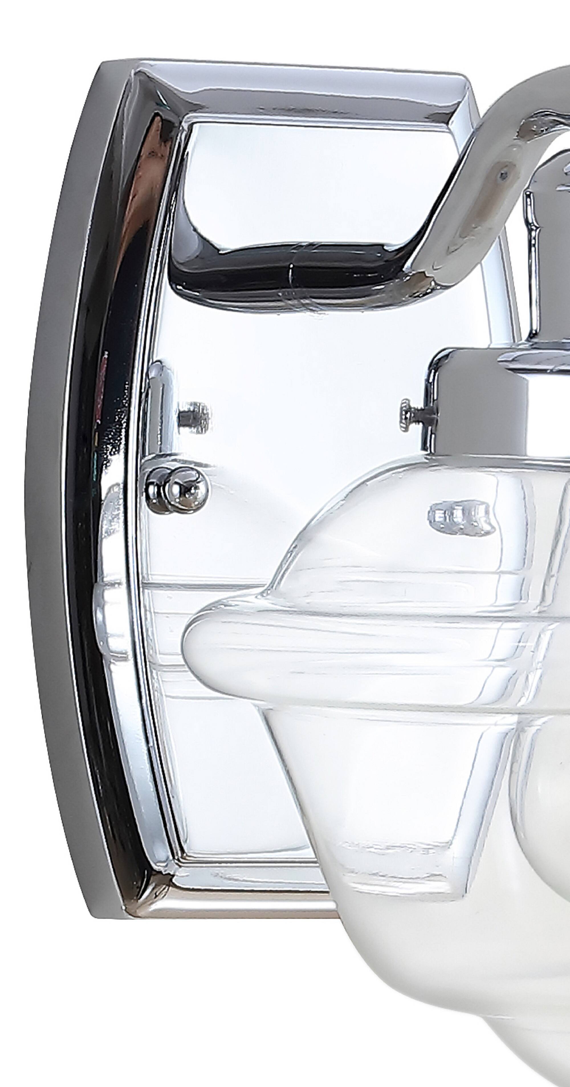 Alt View 5. Jonathan Y - Orleans 7" 1-Light Iron/Glass schoolhouse LED Vanity Light, Chrome - Chrome.