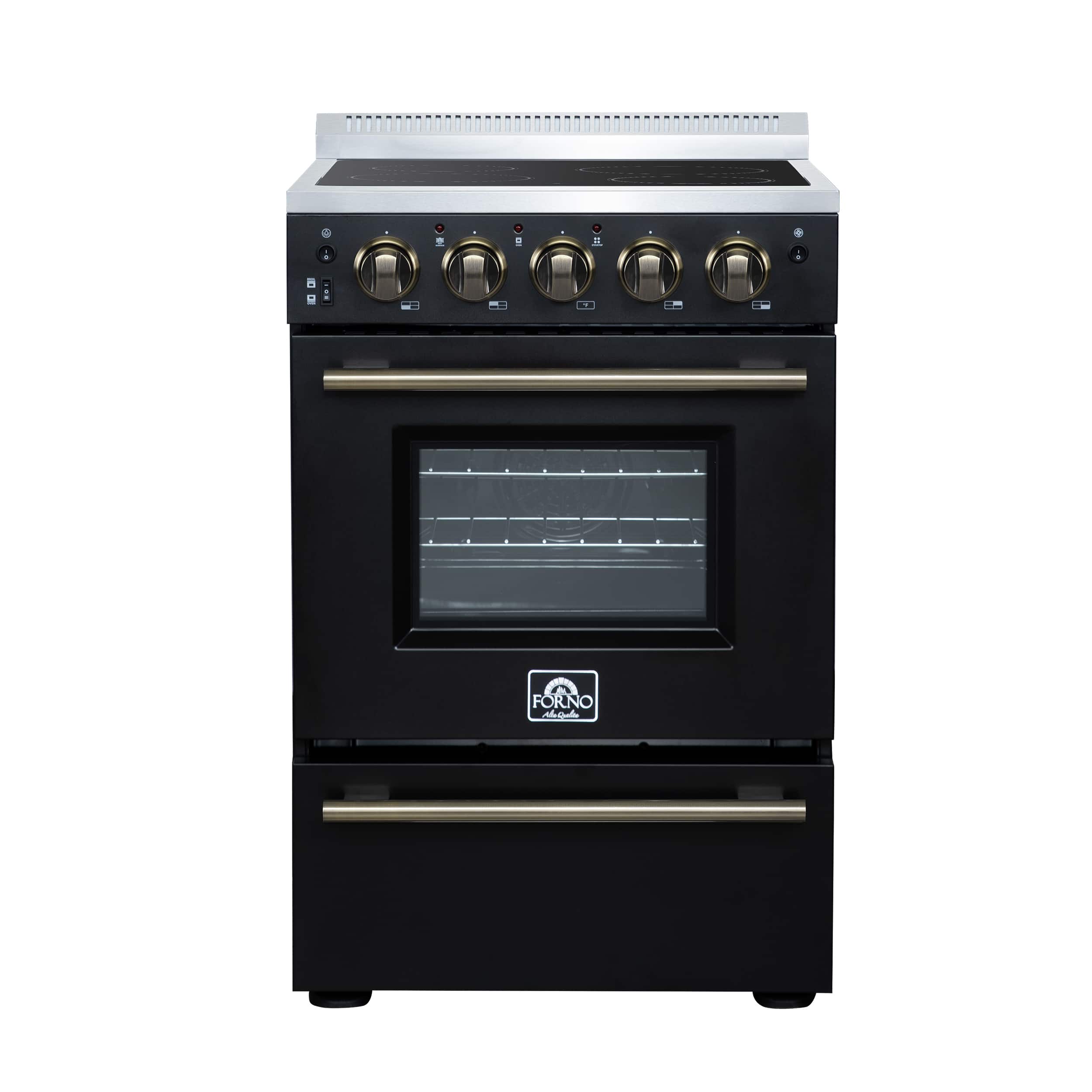 Forno Appliances - Loiano 2.3 Cu. Ft. Freestanding Electric Range with Storage Drawer - Black - Front_Zoom