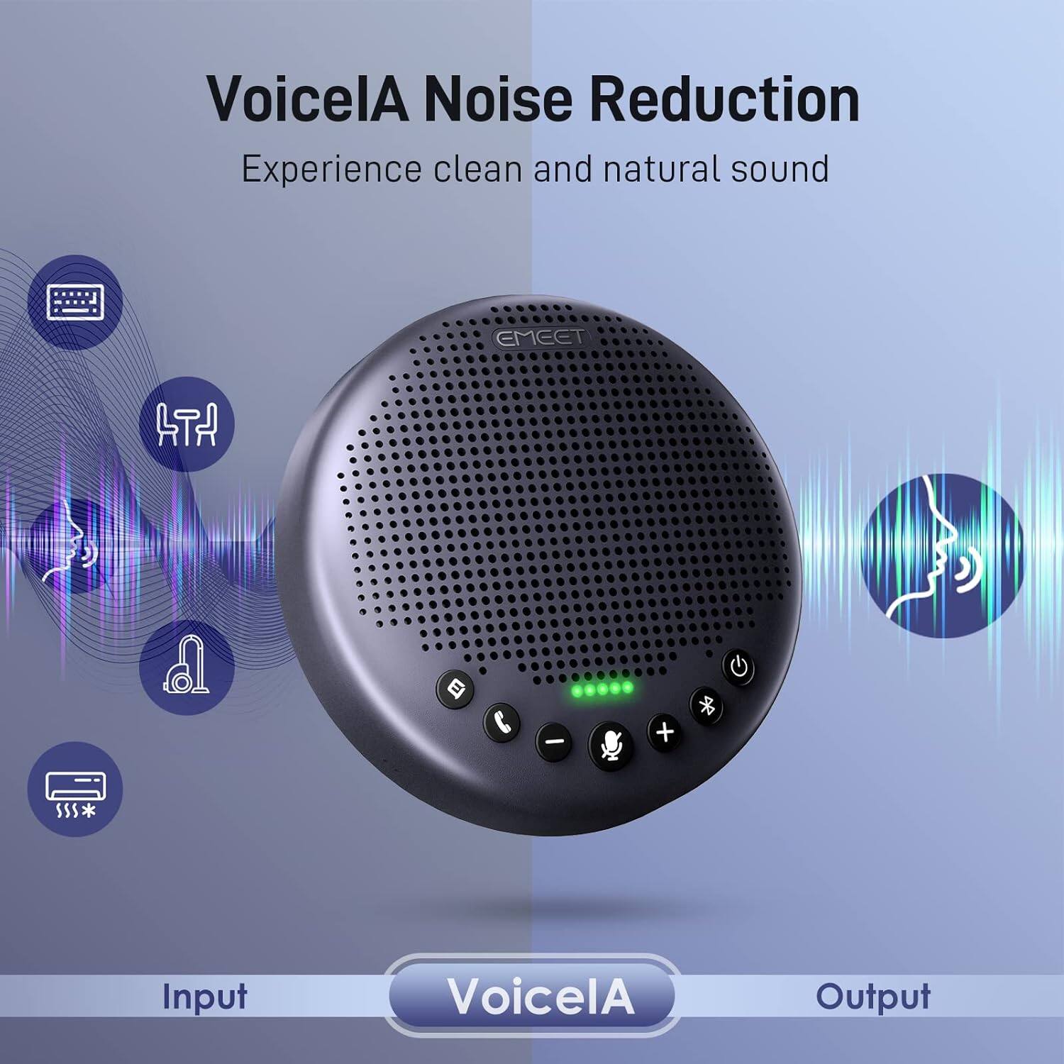 VoicelA Noise Reduction  
Experience clean and natural sound  

Input  
VoicelA  
Output