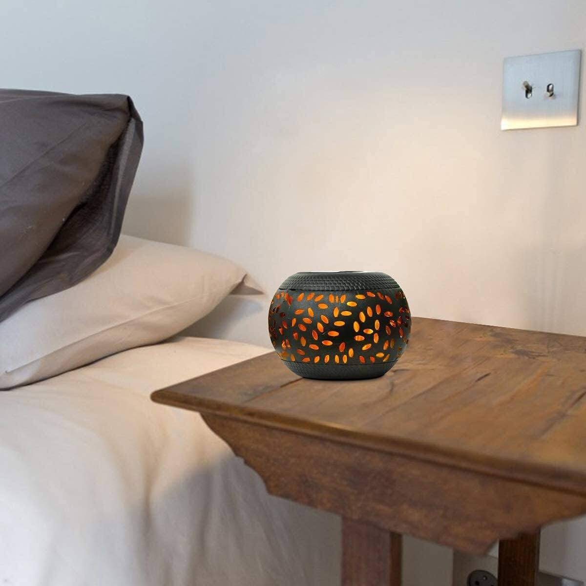 Alt View 3. Dazzling Pops - Solar Table Lights Outdoor Waterproof Dancing Flickering Flame Lamp Metal Tabletop Light Solar Powered - Black Tabletop Light 2.