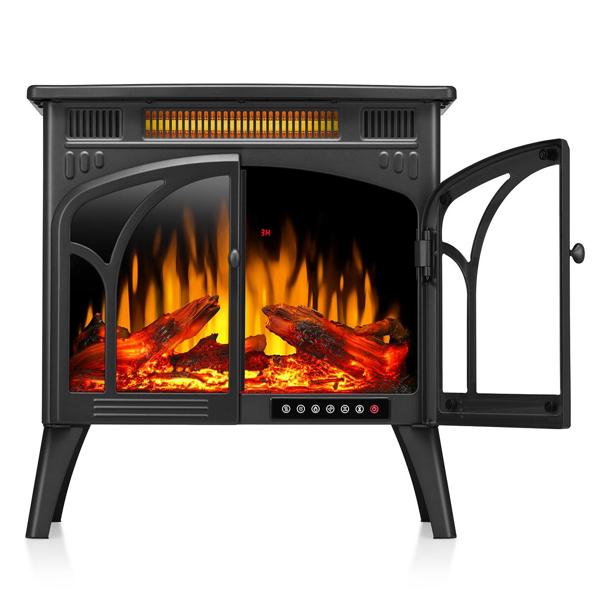 Back. Bestier - Electric Fireplace Heater 24.25" with Remote, Adjustable Brightness and Heating Mode, Flame Effects & Log Colors, Black - Black.