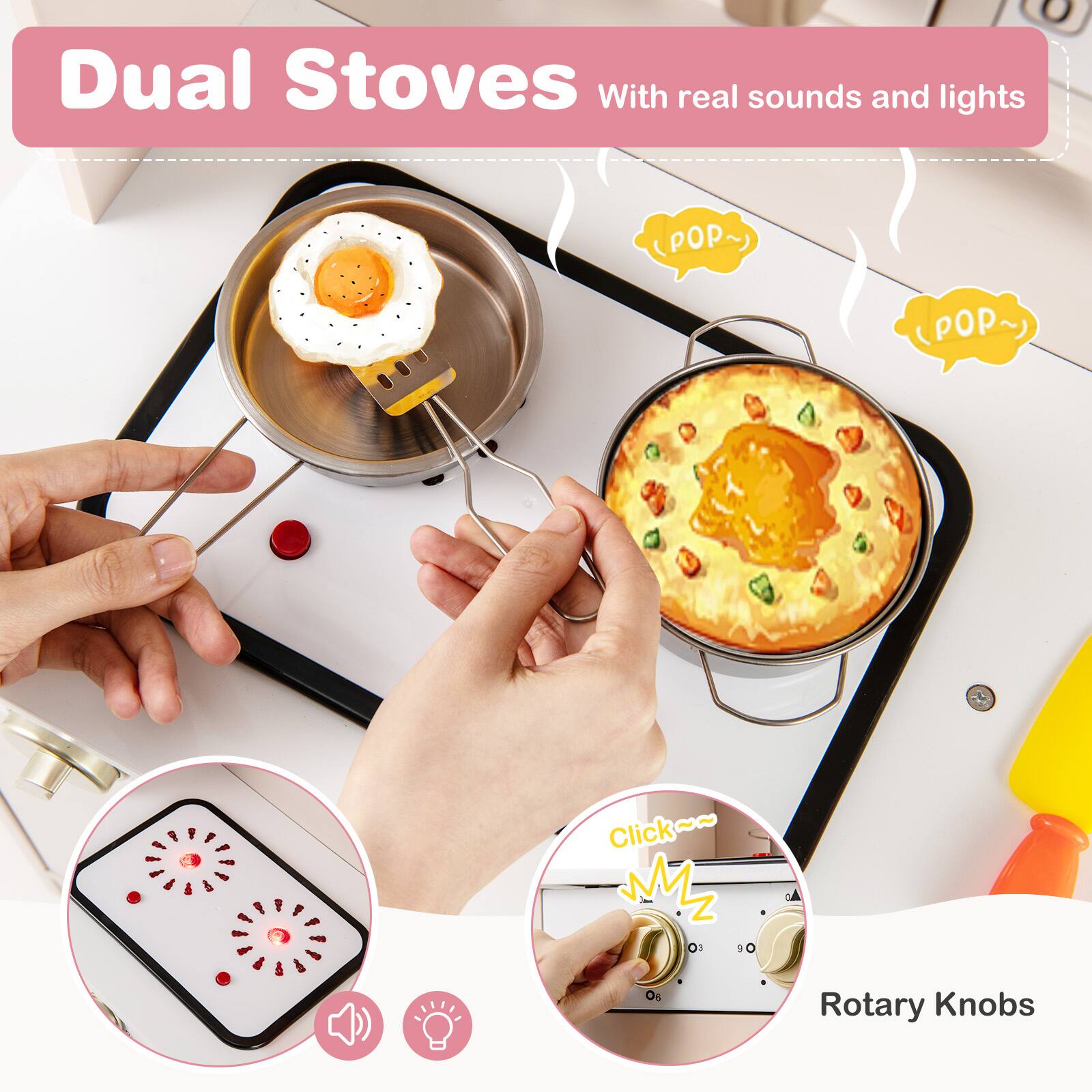 Dual Stoves  
With real sounds and lights  

Click N 0J S - Rotary Knobs