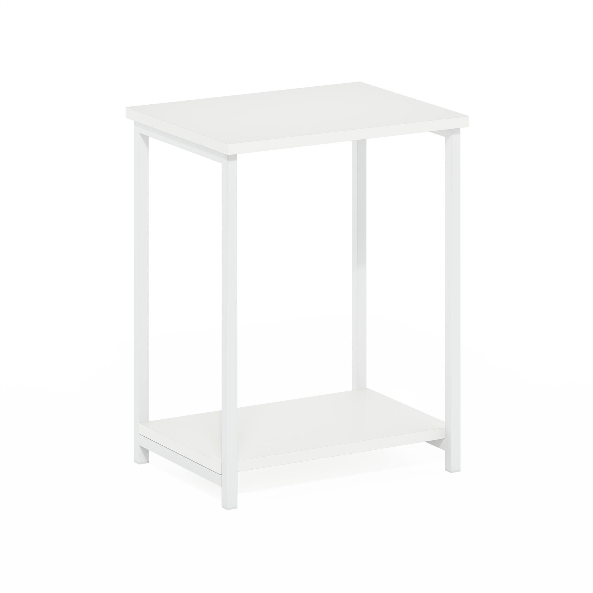 Front. Furinno - Simplistic Industrial Metal Frame End Table, 1-Pack - White/White.