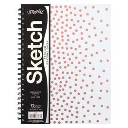 uCreate - Fashion Poly Sketch Book, 9" x 12", 75 Sheets, Rose Gold Dots Design