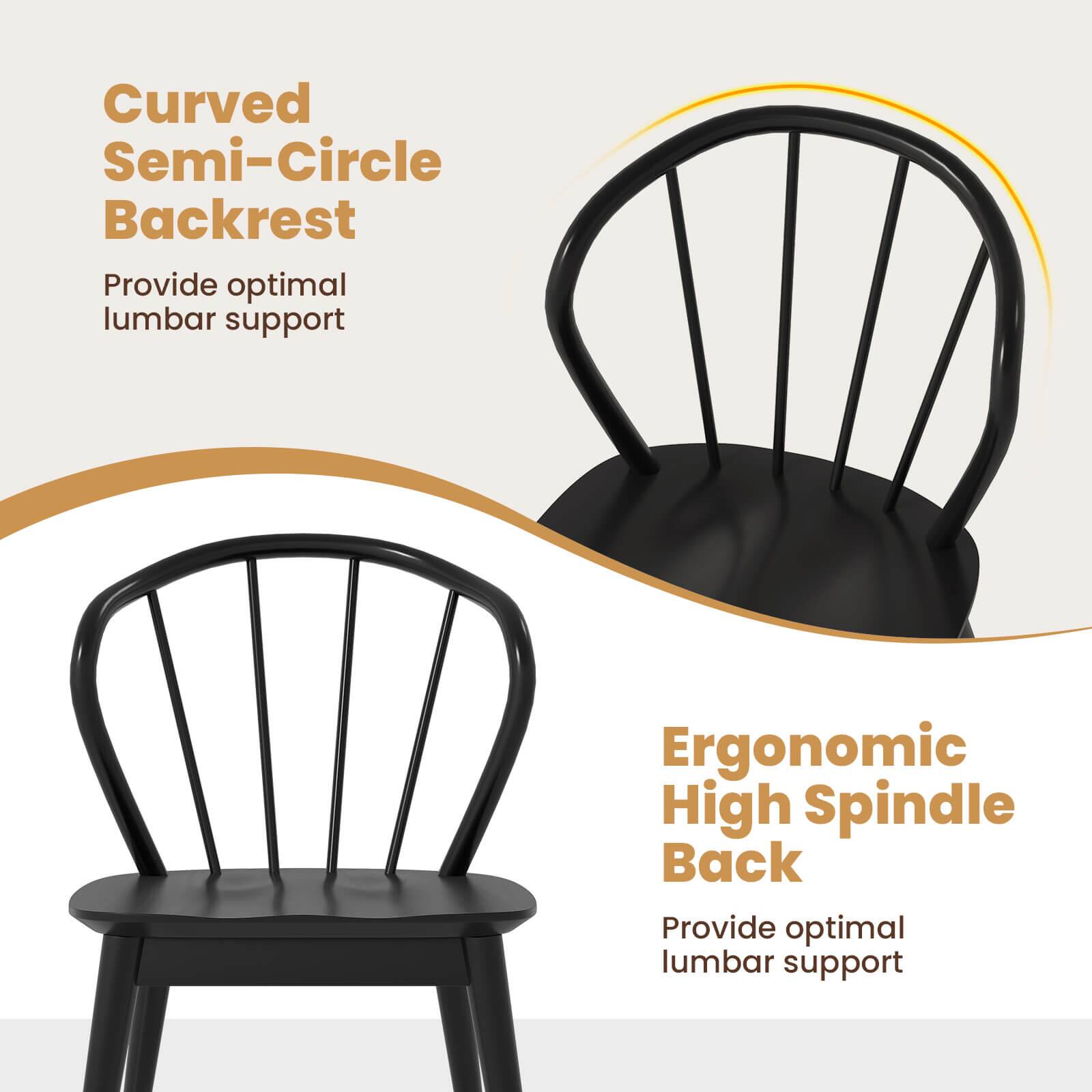 Curved Semi-Circle Backrest  
Provide optimal lumbar support  

Ergonomic High Spindle Back  
Provide optimal lumbar support