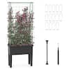Front. Costway - Costway Raised Garden Bed Planter Box with Climbing Trellis Water Level Indicator - Gray.