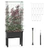 Costway - Raised Garden Bed Planter Box with Climbing Trellis Water Level Indicator - Gray