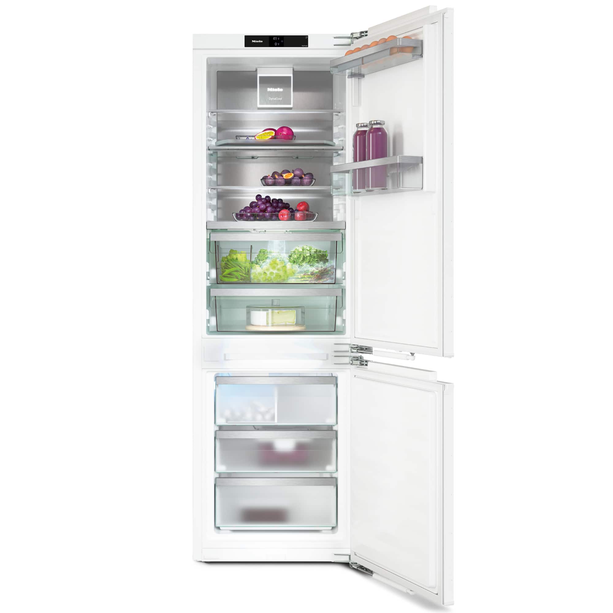 Miele - KFN 7795 D 24" 8.7 Cu. Ft. Built-In Refrigerator-Freezer with PerfectFresh Active, IceMaker and WiFi - Custom Panel Ready