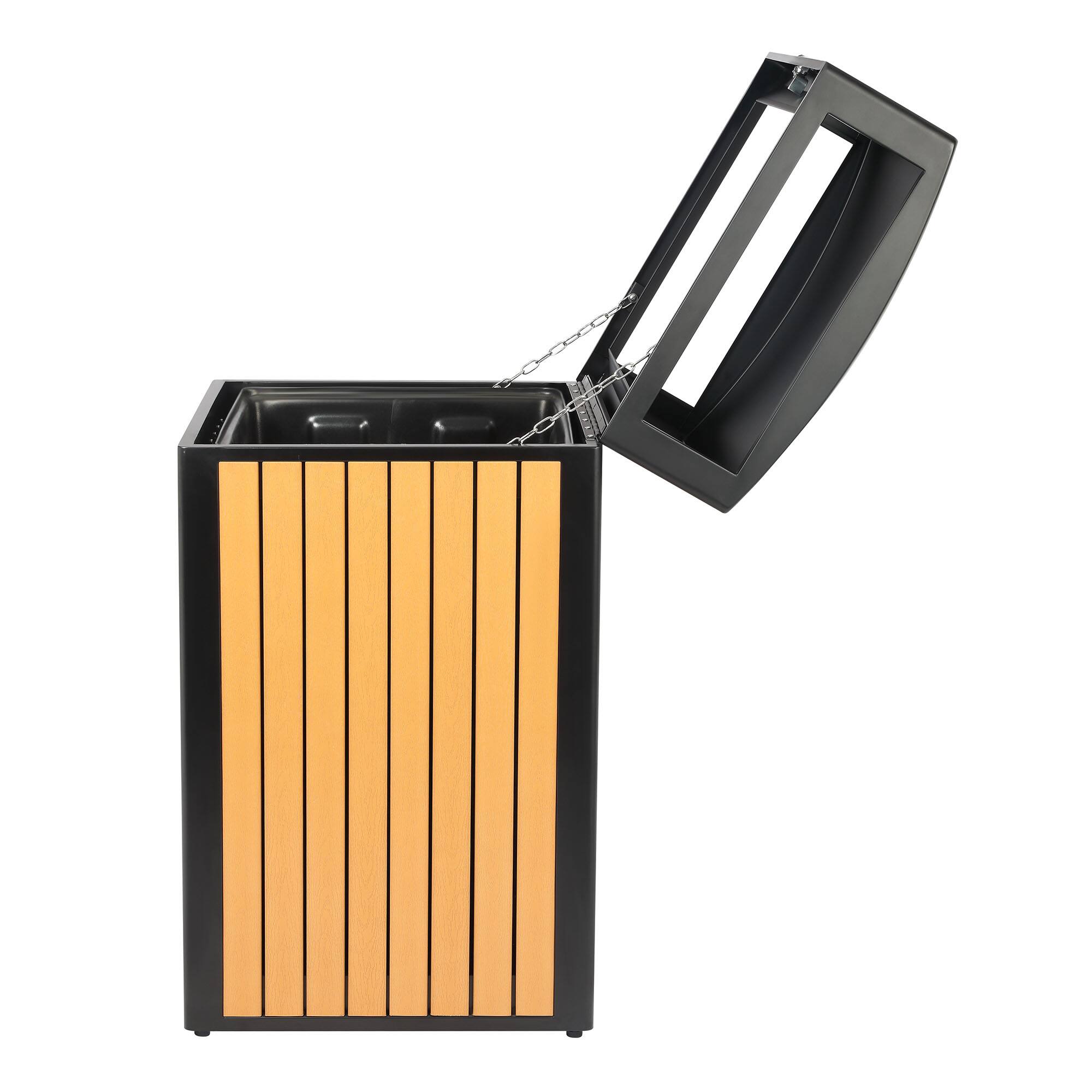 Alt View 1. Alpine Industries - 40 Gallon Outdoor Trash Can with Panels and Rain Bonnet Lid - Cedar.