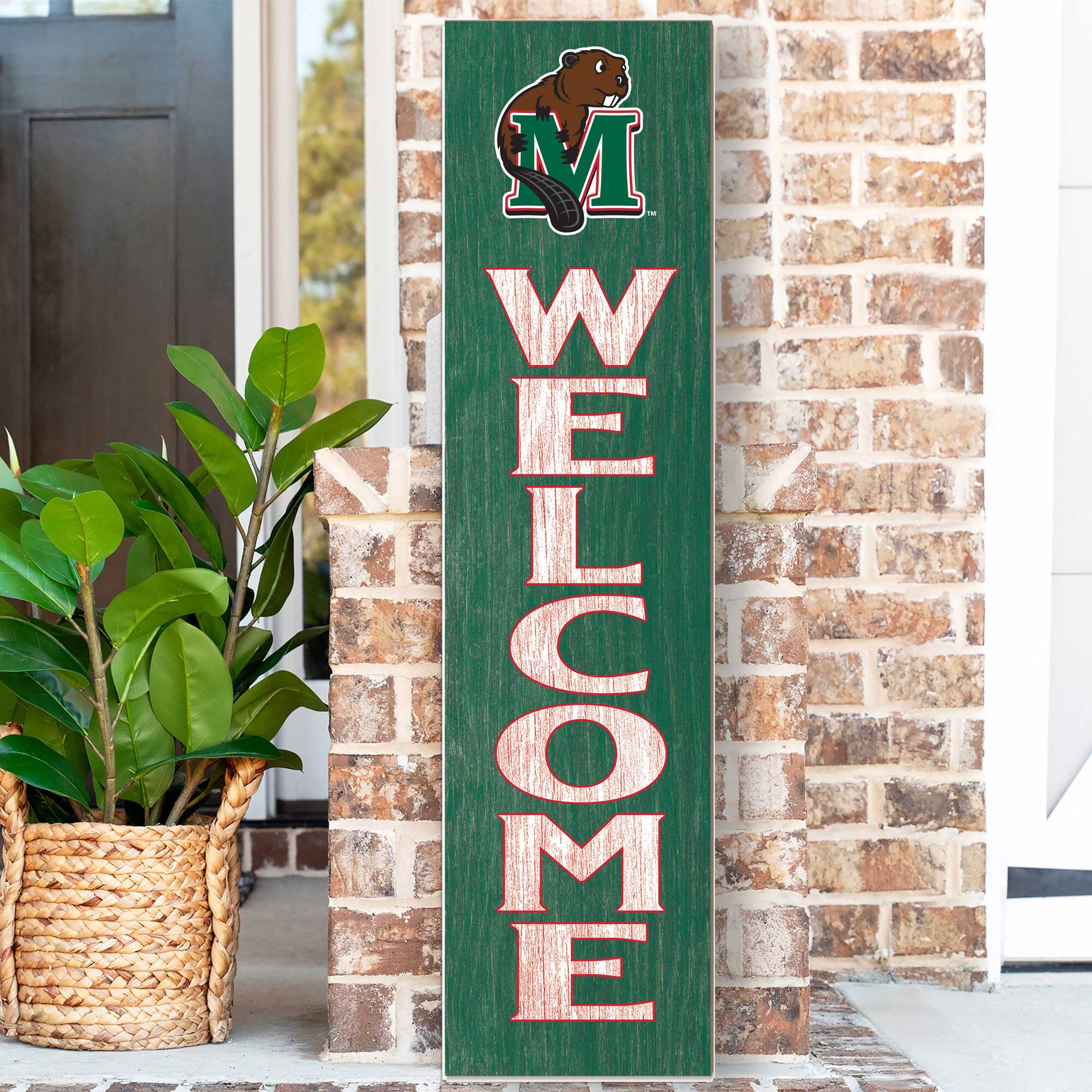 Alt View 1. Jardine - Minot State Beavers 12'' x 48'' Outdoor Leaner Welcome Sign - Green.
