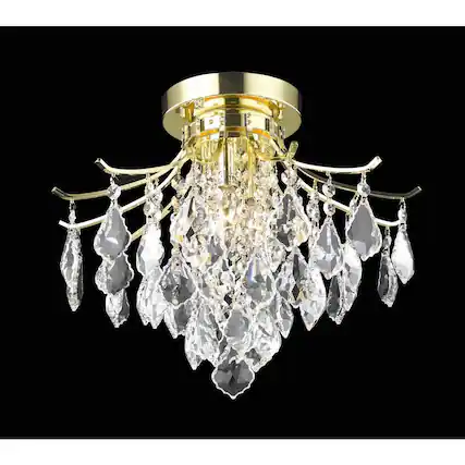 Front. Living District - Amelia Collection Flush Mount D16in H12in Lt:3 Gold Finish - Gold.