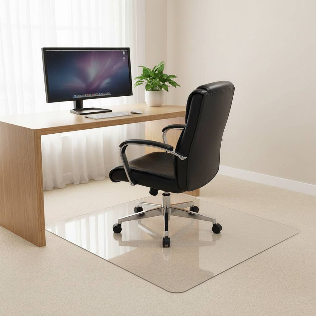 Alt View 1. ZUQIETA - ZUQIETA Upgraded Heavy Duty Chair Mat - 54"x32" Crystal Clear, 1/5" Thick for Carpet & Hard Floor - Crystal Clear.