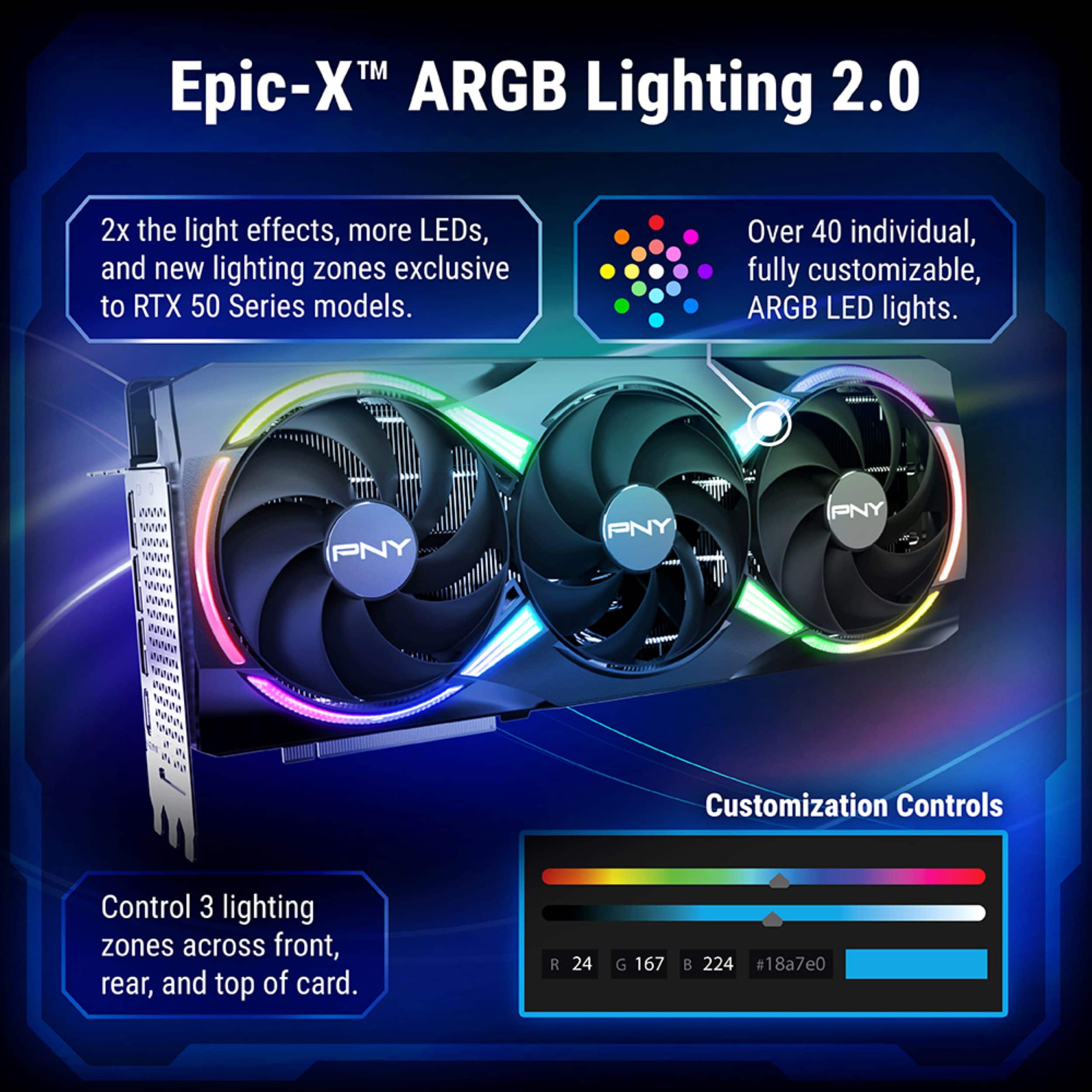 PNY NVIDIA GeForce RTX 5080 Epic X ARGB Overclocked 16GB GDDR7 PCI