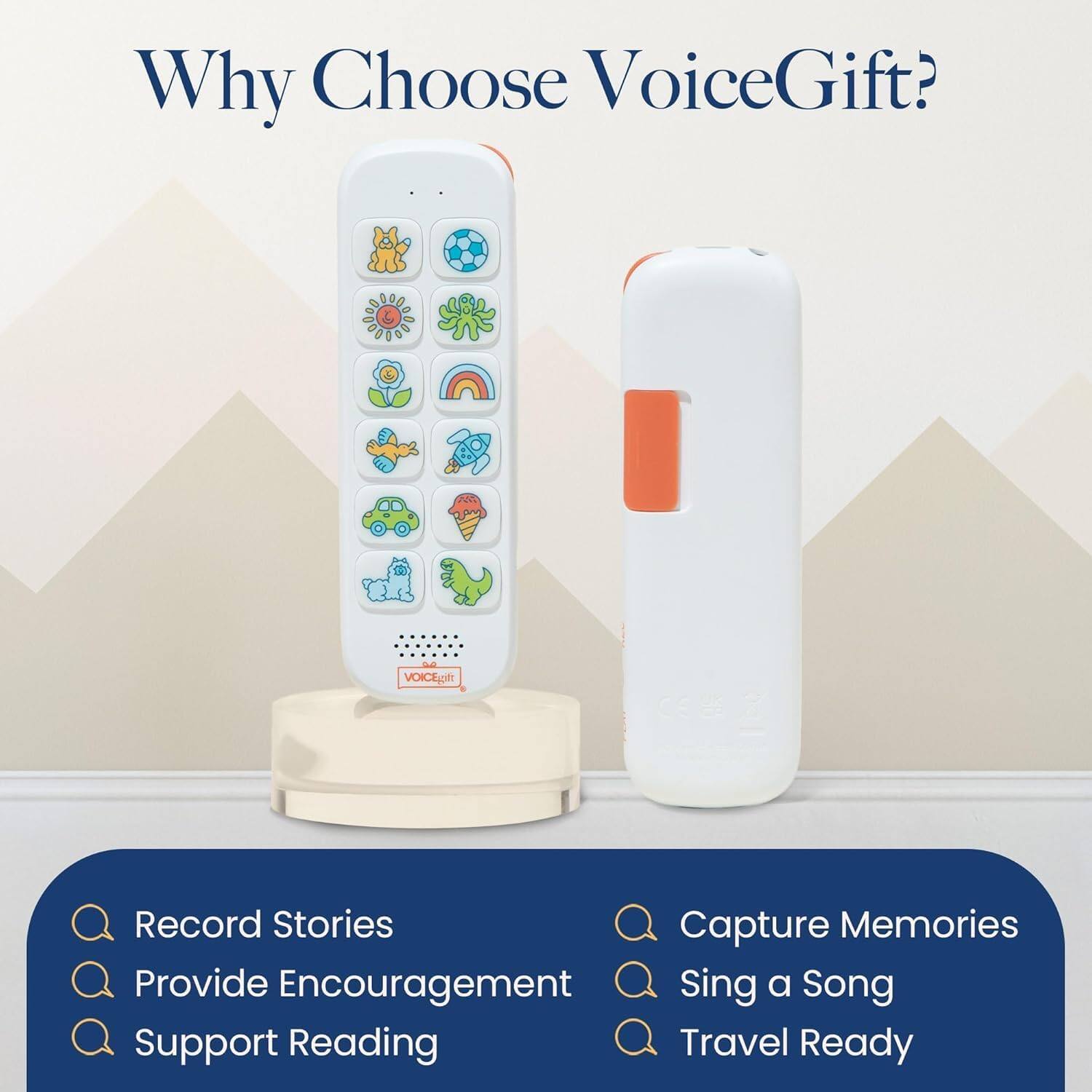 Why Choose VoiceGift?

- Record Stories
- Provide Encouragement
- Support Reading
- Capture Memories
- Sing a Song
- Travel Ready