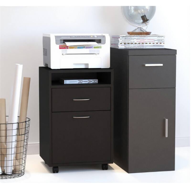 Alt View 1. HTUTWOO - 13.8"W Mobile File Storage Cabinet with Drawer - Metal Printer Stand on Wheels, Lockable Casters, Under Desk Organizer - Black.