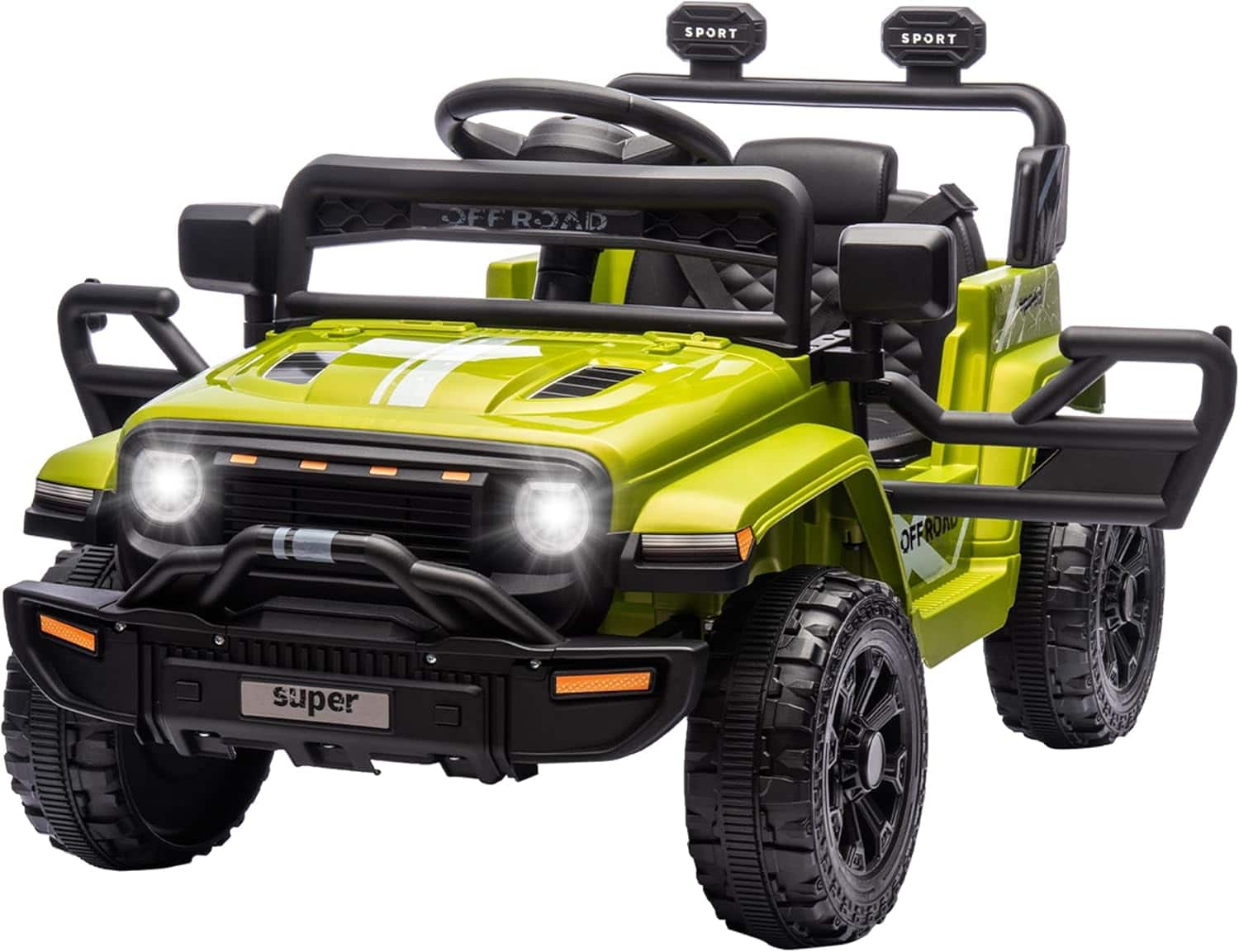 Homhougo - 12V Electric Ride On Truck for Kids, Parent Remote, LED Lights, Music, Outdoor Fun