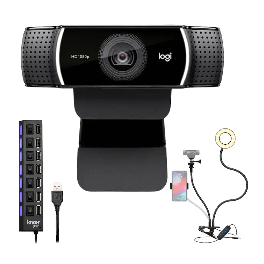 Logitech C922 Pro Stream Webcam 1080P Camera with USB Hub and Selfie ...