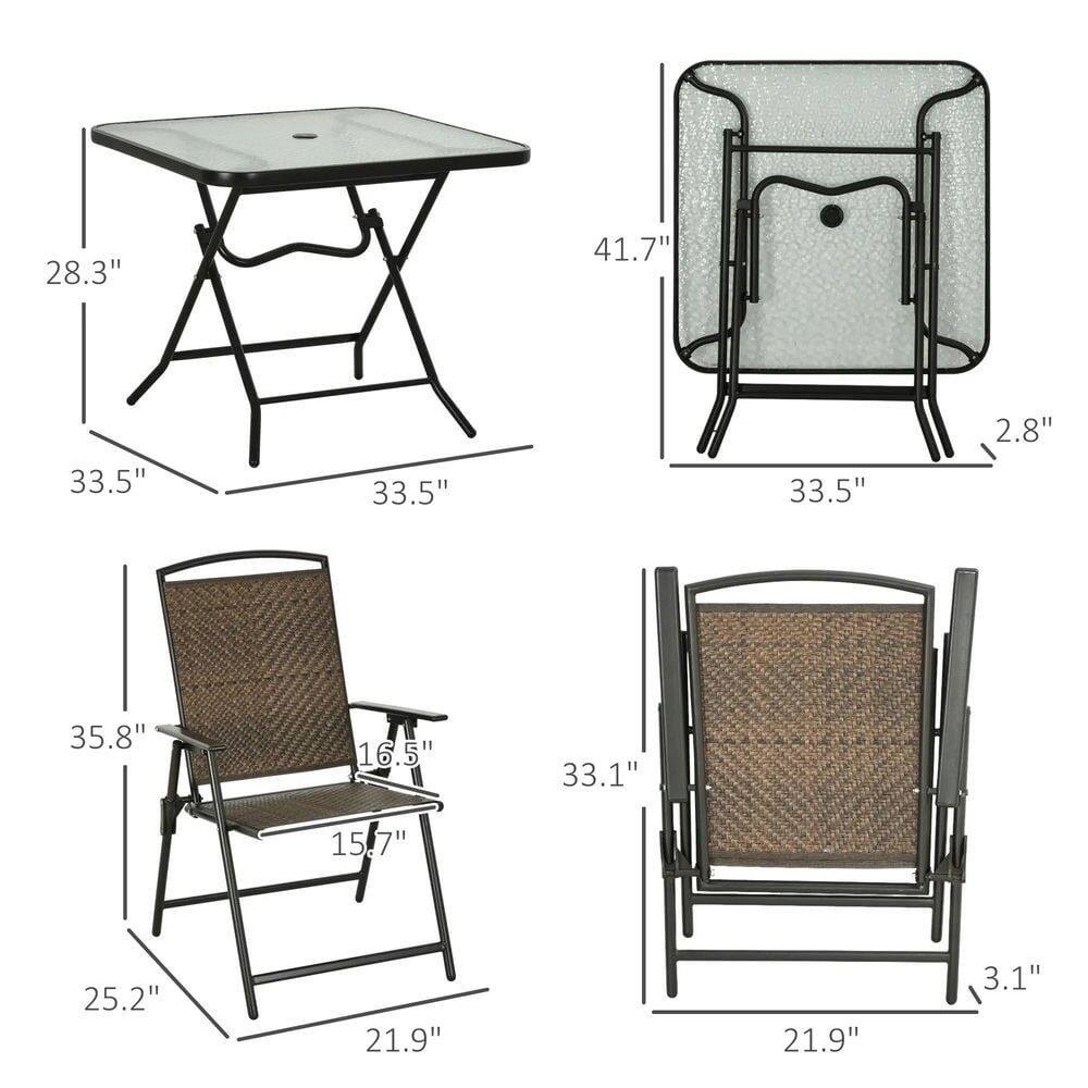 Table: 28.3" 33.5" 33.5"

Screen: 41.7" 33.5" 2.8"

Chair: 35.8" 16.5" 15.7" 25.2" 21.9"

Folded Chair: 33.1" 21.9" 3.1"