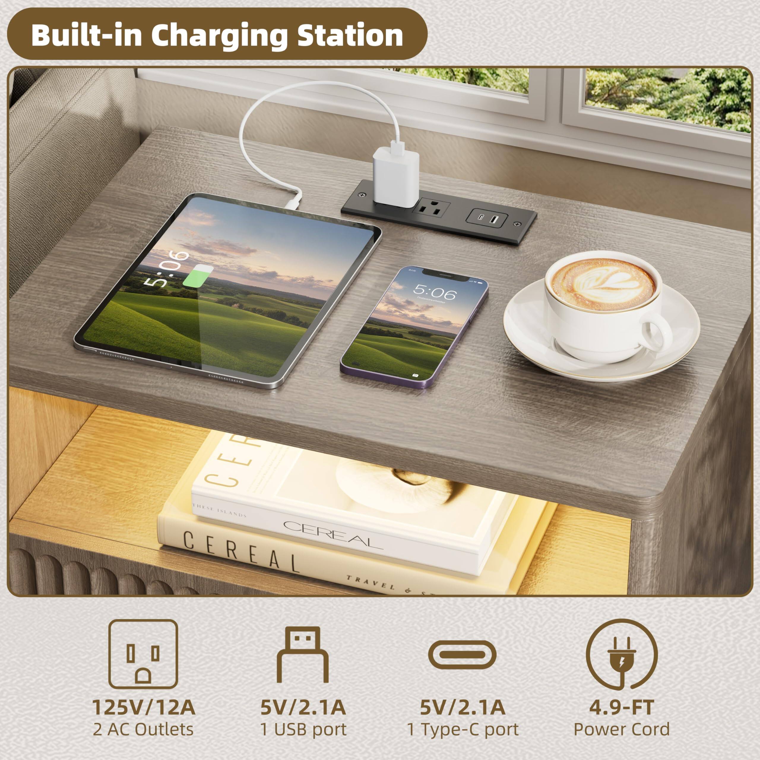 Built-in Charging Station

125V/12A 2 AC Outlets
5V/2.1A 1 USB port
5V/2.1A 1 Type-C port
4.9-FT Power Cord