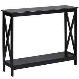 Kadyn - 2-Tier Console X-Design Sofa Side Accent Table- Narrow Console Table, Entryway Hall Table with Shelves - Black