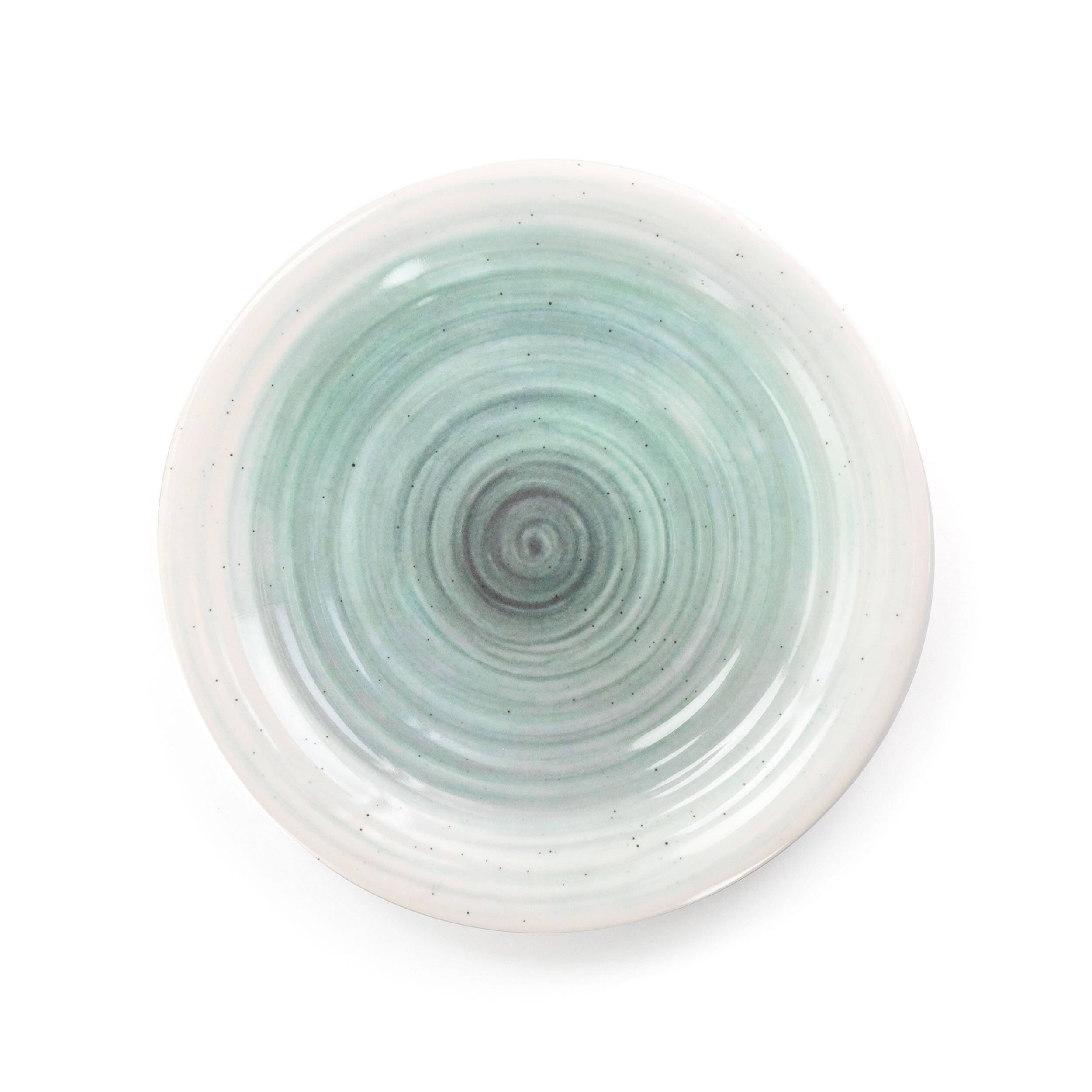 Back. Elama - Elama Potters Wheel 12 Piece Lightweight Melamine Dinnerware Set in Light Blue - Blue.