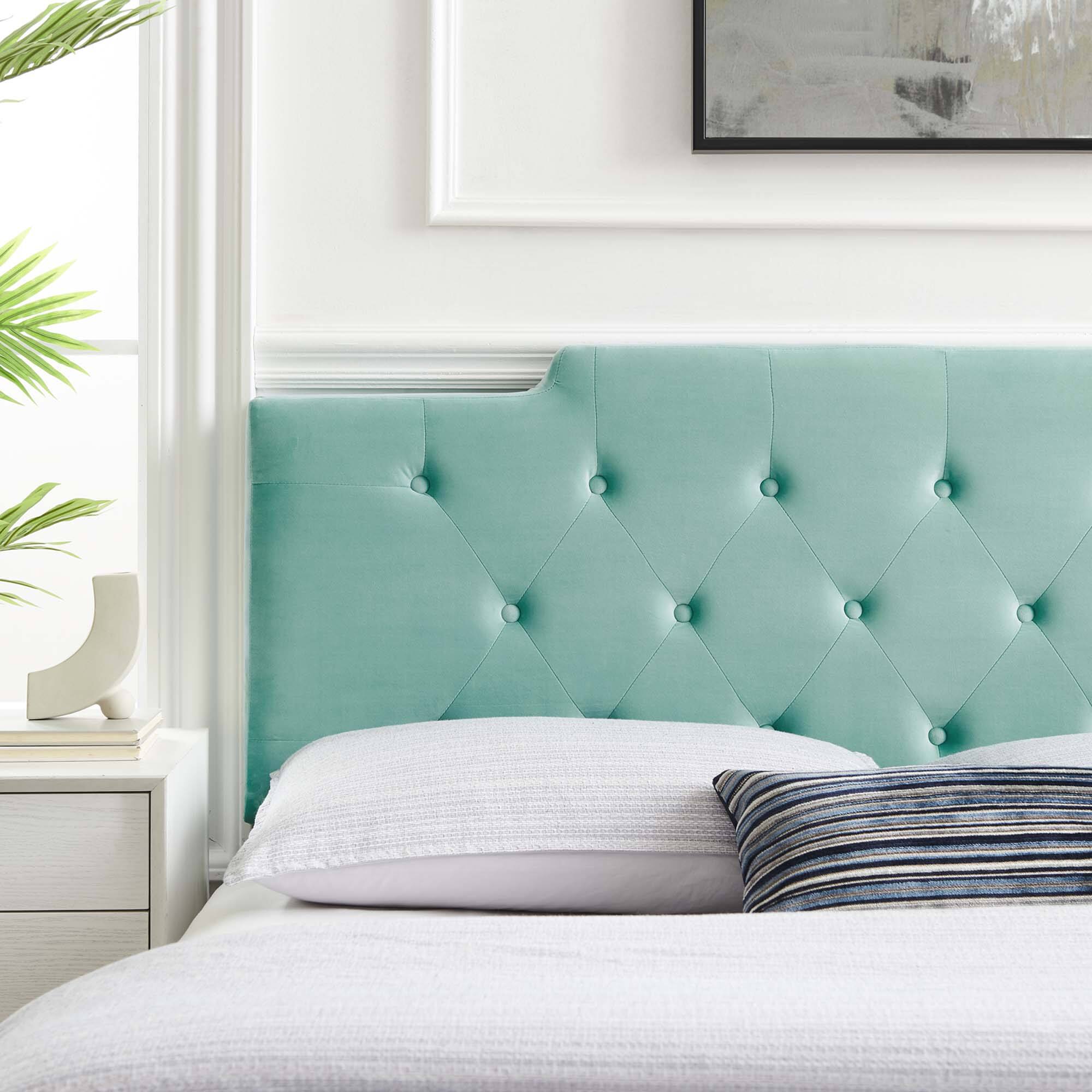 Alt View 2. Modway - Juliet Tufted Performance Velvet King/California King Headboard by Modway - Mint.