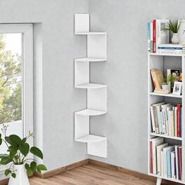 Hivvago - Space-Saving 5-Tier Floating Corner Storage Rack for Home Décor - White