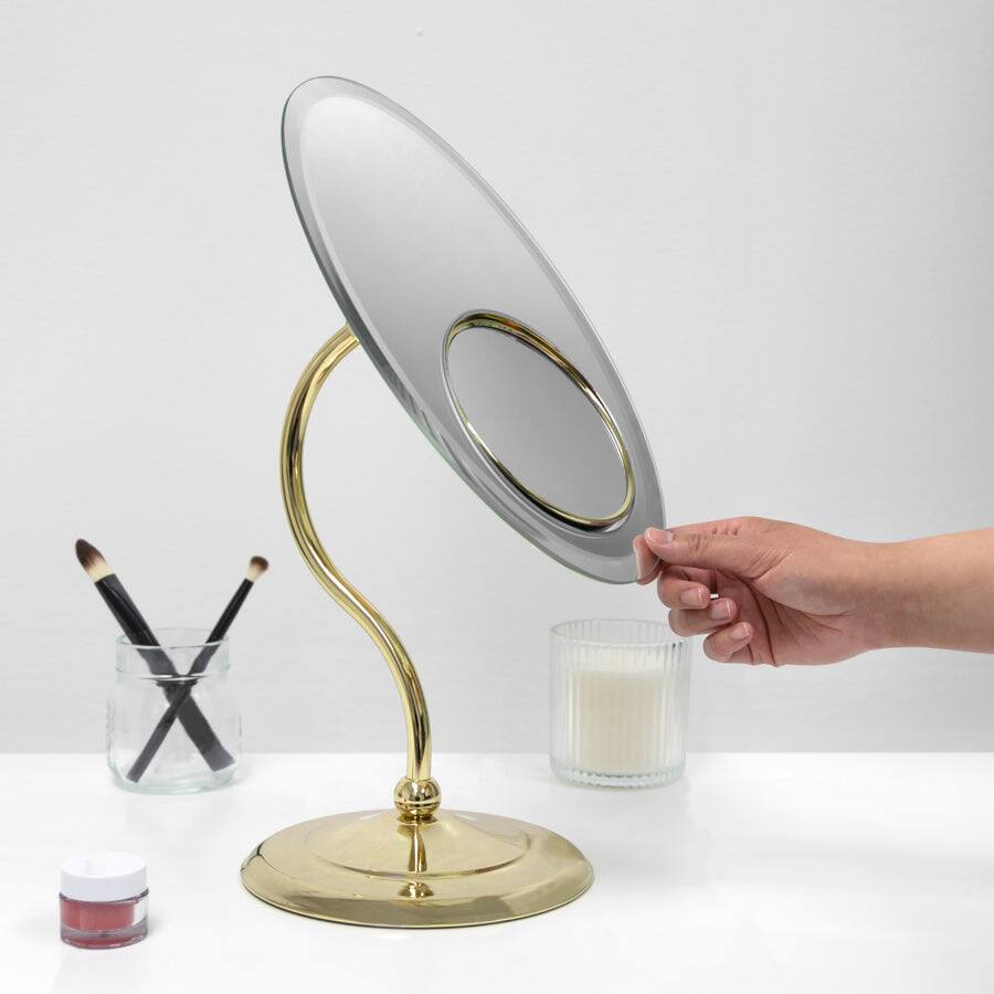 Alt View 1. Zadro - Tri-Optics Makeup Mirror with 8X/3X/1X Magnifications - Brass.