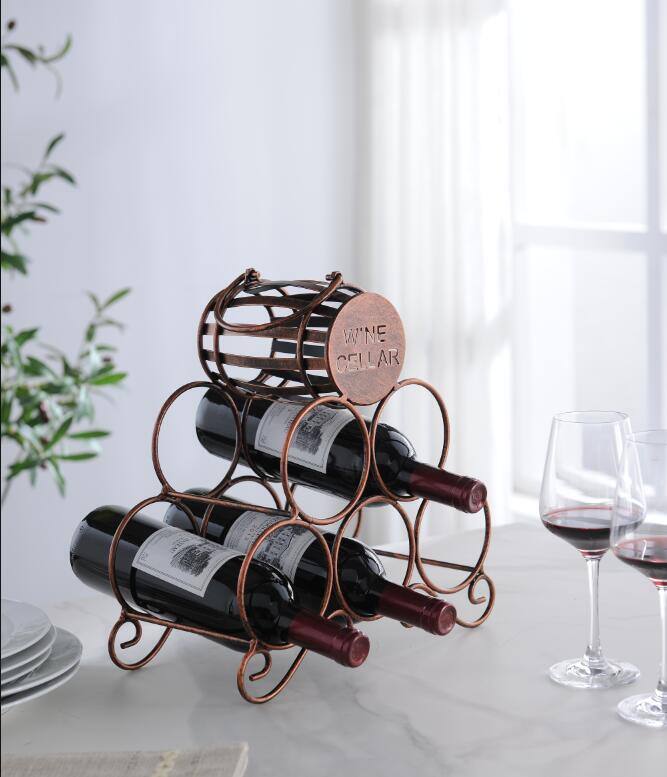 Kings Brand Furniture - Countertop Tabletop Wine Rack, Wine Bottle Storage Holder for Home Kitchen & Bar - Rust/Copper