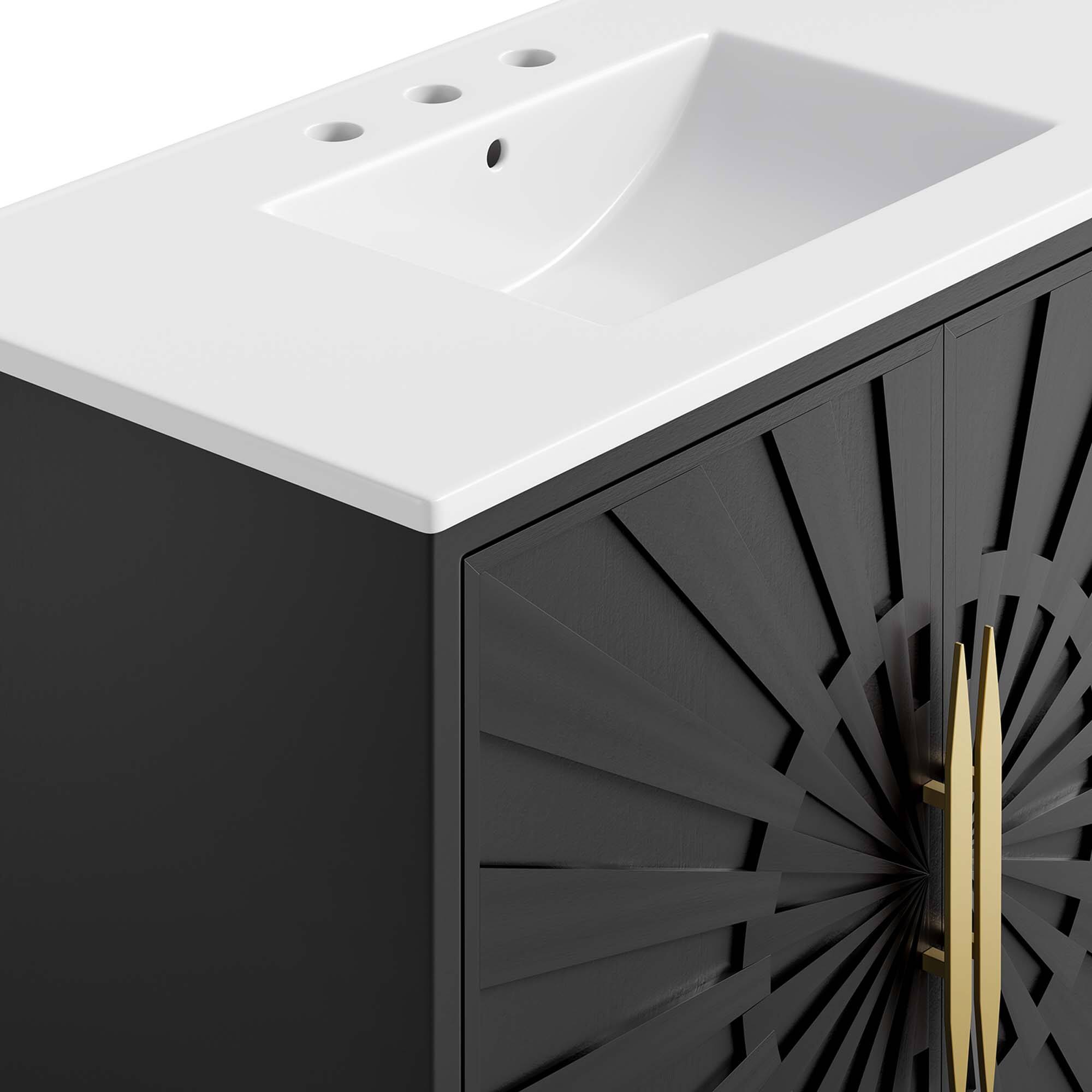 Alt View 7. Modway - Awaken Bathroom Vanity Basin Included by Modway - White Black.