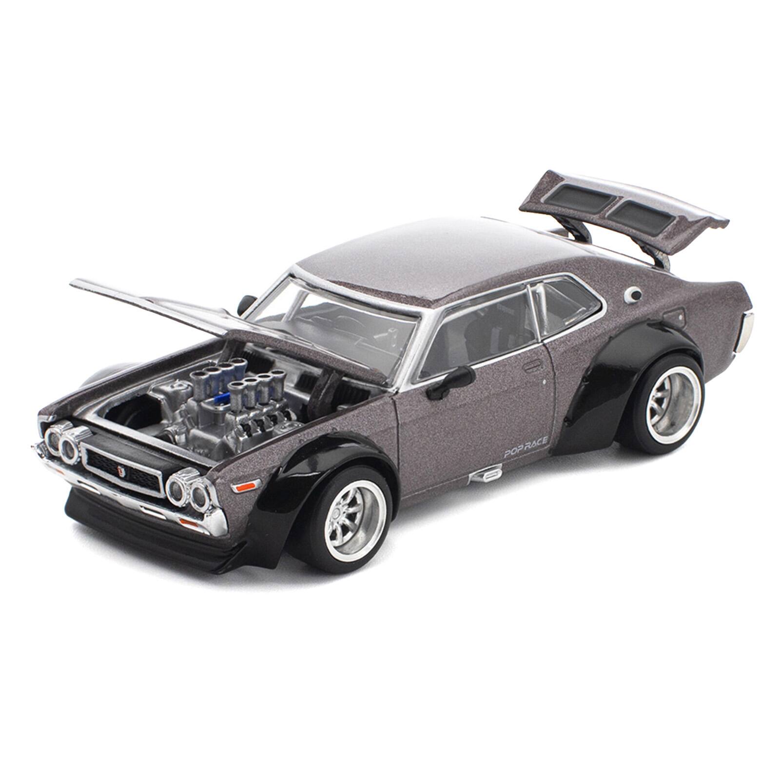 Alt View 1. Pop Race - Datsun Laurel C130 RHD (Right Hand Drive) Gray Metallic 1/64 Diecast Model Car by Pop Race.