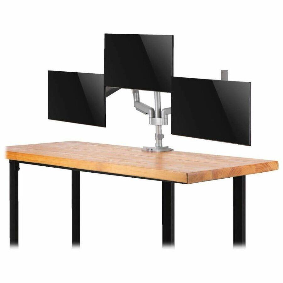 Alt View 1. Tripp Lite - Eaton Tripp Lite Series Triple-Display Gas-Spring Flex-Arm Desktop Clamp and Grommet for 17" to 30" Flat-Screen Displays - Silver.