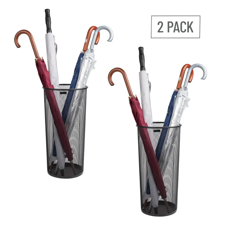 Alt View 17. Mind Reader - Umbrella Stand, Walking Cane, Wrapping Paper, Entryway, Metal Mesh, 10.25"L x 10.25"W x 19.5"H, Set of 2 - Black.