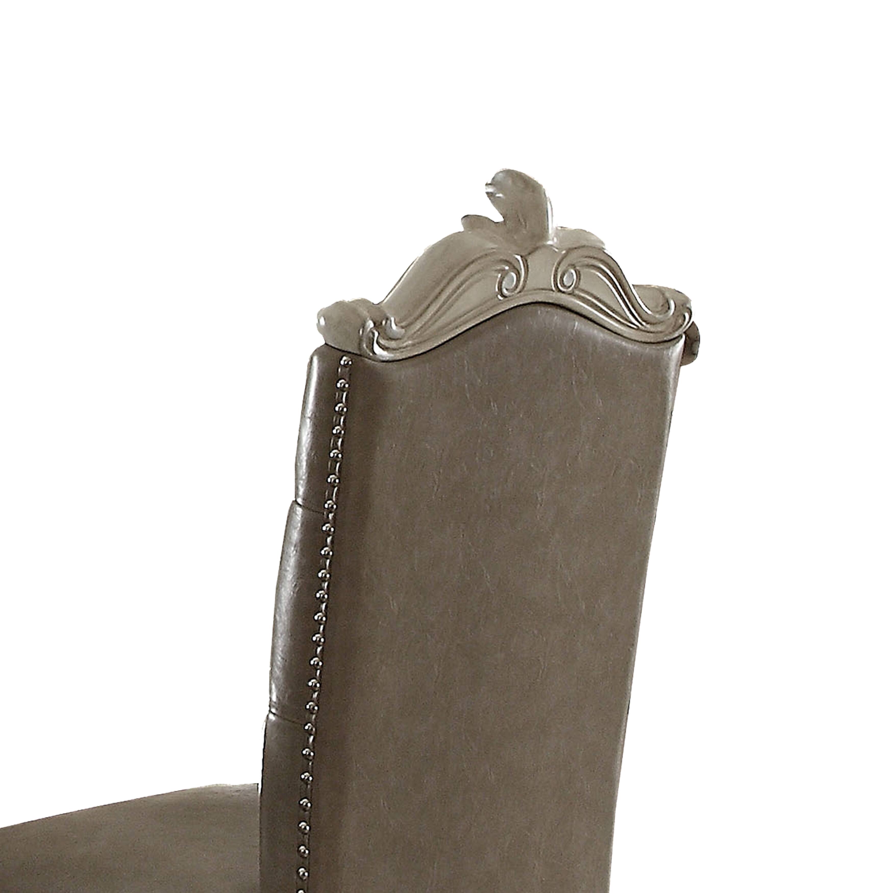 Alt View 1. Manhattan Lane - Faux Leather Upholstered Wooden Counter Height Chair with Nail head Trim, Set of Two - Gray and White.