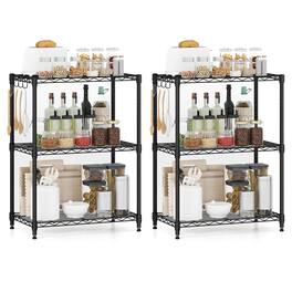 Costway - 2 PCS Metal Storage Shelving Unit 450 LBS Storage Organizer with V-Shaped Rack - Black