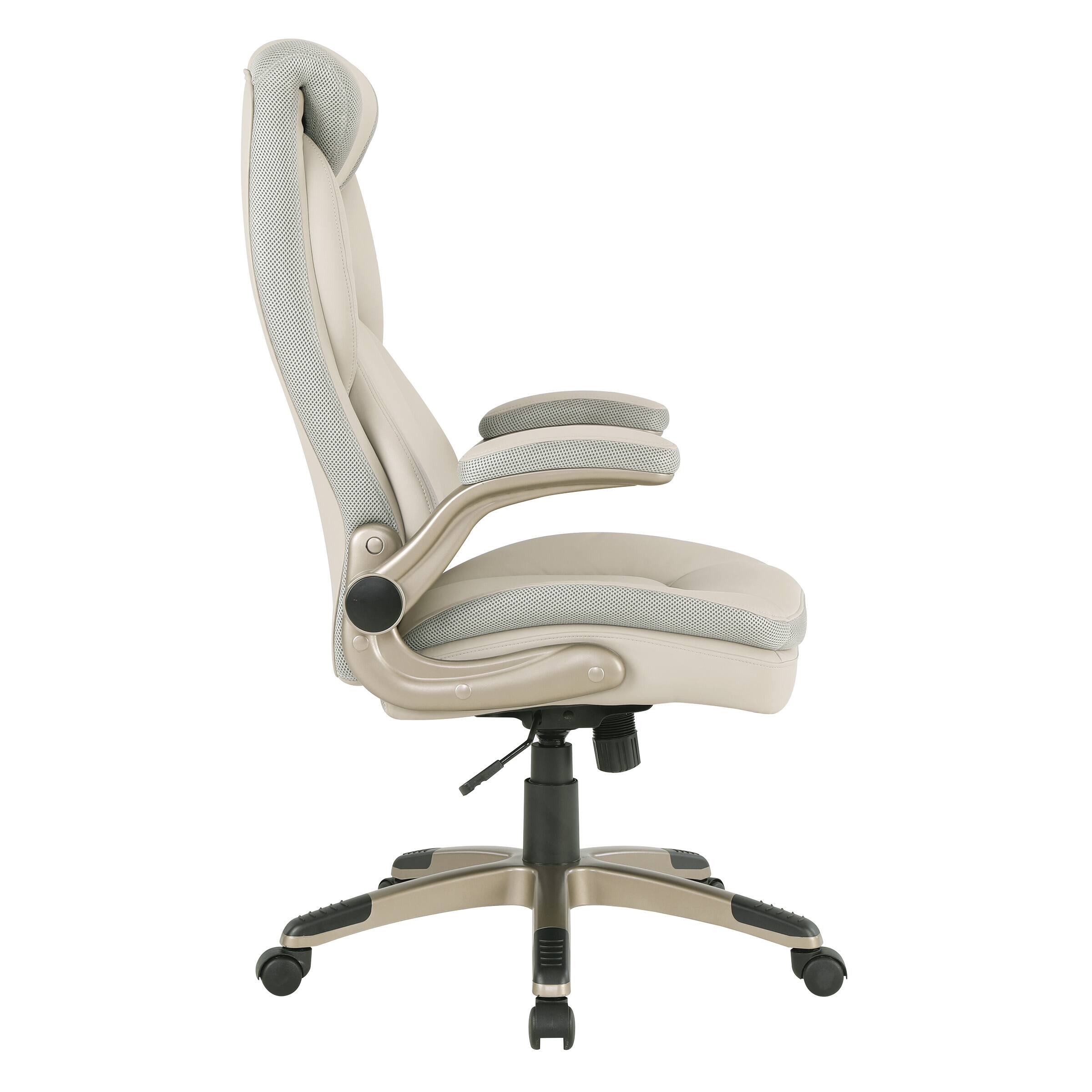 Left. Office Star Products - Exec Bonded Lthr Office Chair - Taupe / Cocoa.