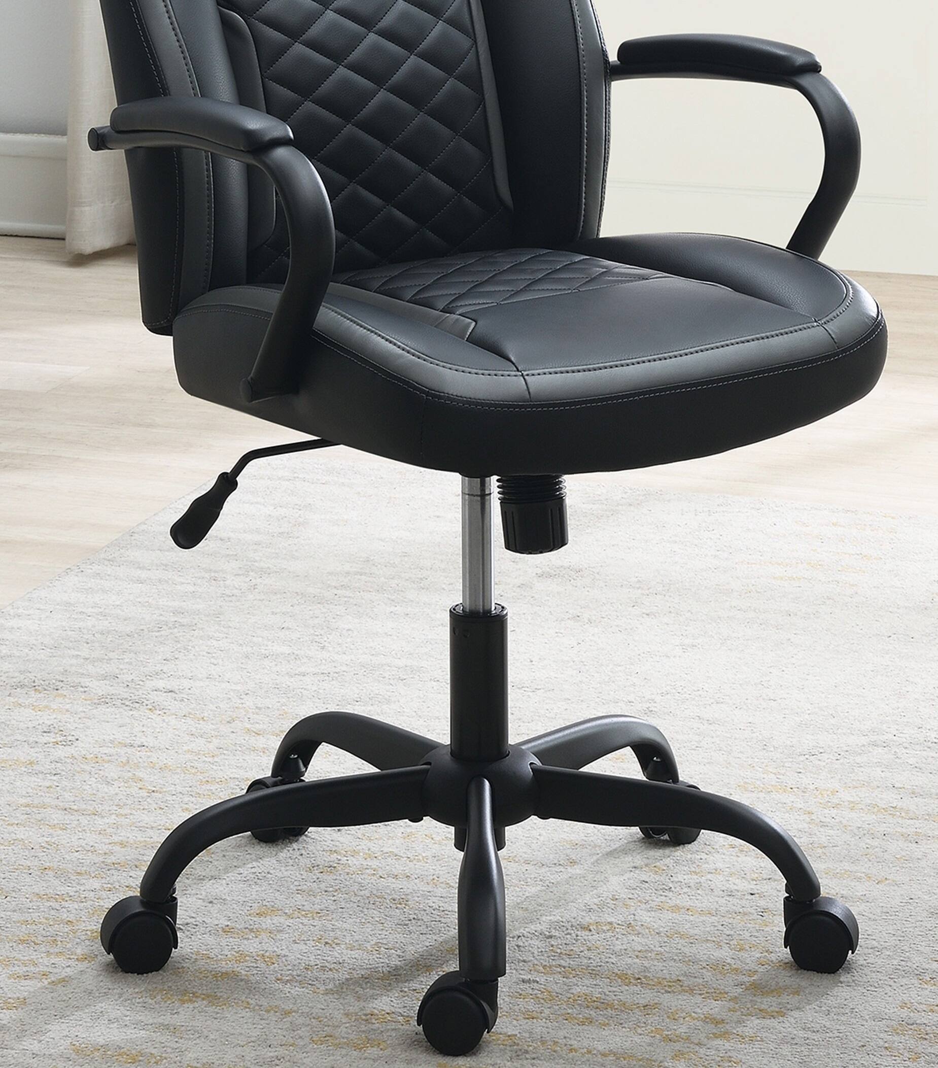 Alt View 2. Spaco - Spaco Faux Leather Executive Office Chairs Unique Design Ergonomic Design Casters Plush Padded Chair with Arms - Black+Grey.