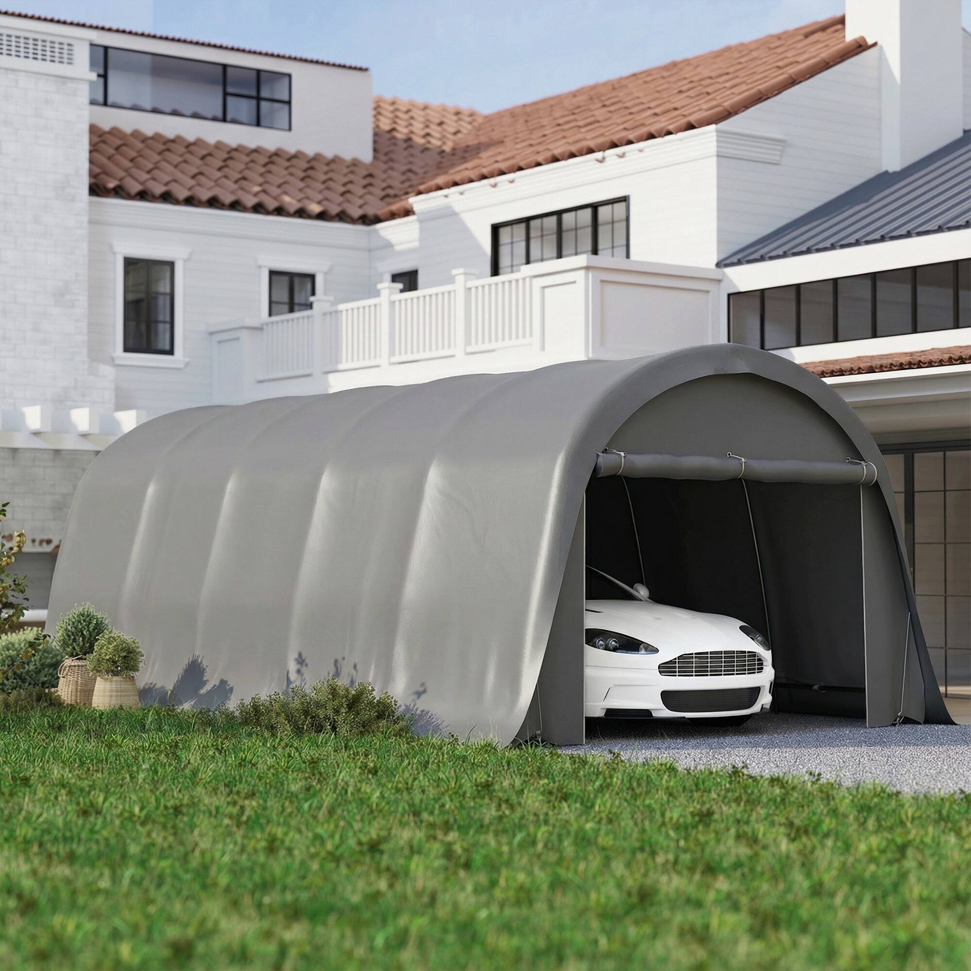 Alt View 1. Outsunny - 12' x 23.6' Heavy Duty Carport, Portable Garage Car Canopy Tent with UPF50+ Sun Protection, Galvanized Frame.