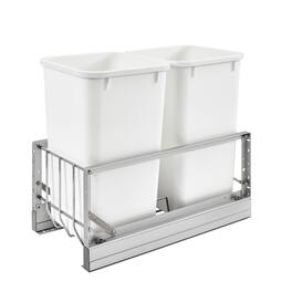 Rev-A-Shelf - Double Pullout 27 qt. Kitchen Trash Can w/ Soft-Close, 5349-1527DM-2 - Silver