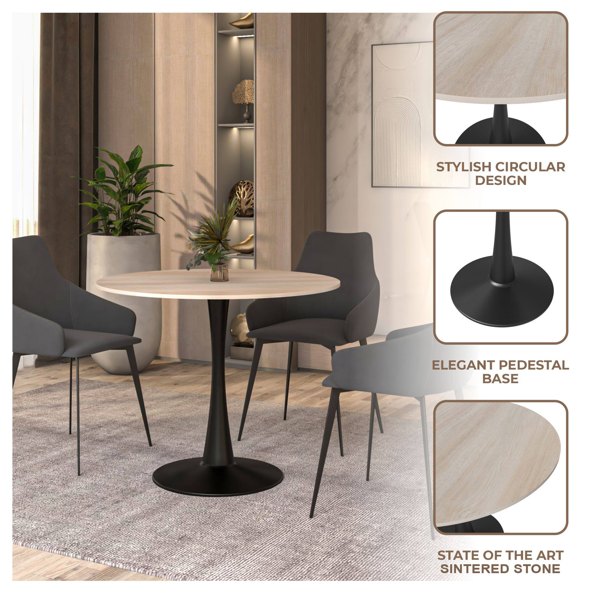 STYLISH CIRCULAR DESIGN  
ELEGANT PEDESTAL BASE  
STATE OF THE ART SINTERED STONE