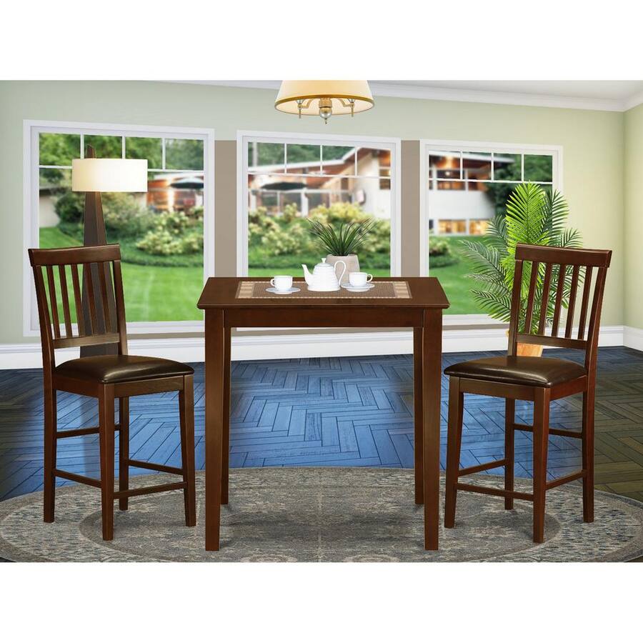 East West Furniture 3 PC counter height Dining set Square pub Table and ...