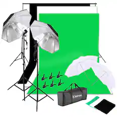 Front. Winado - Photo Studio Lighting Umbrellas Camera Photography Light Backdrop Kit w/4X Umbrellas,2X 135W Light Bulb, Clamp,Carry Bag.