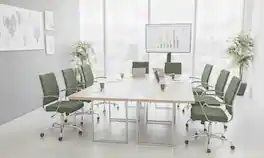 LeisureMod - Set of 8 Benmar Modern Leather Upholstered Office Desk Chair with Swivel Seat with Smooth-Rolling Casters - Green