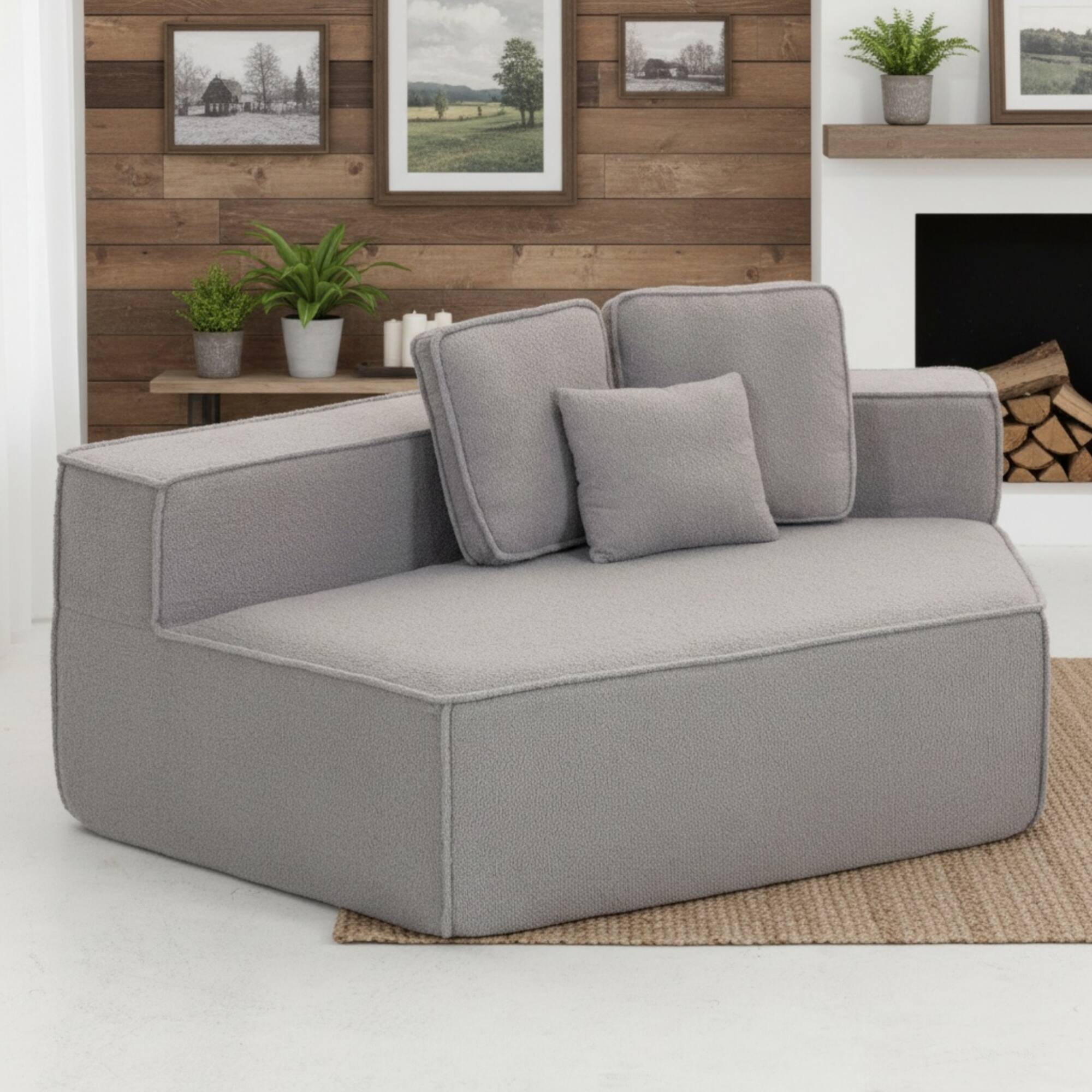Angle. GOODSILO - Soft Modular Floor Sofa Chair with Wide Seat and Plush Back Cushions, Cozy Lounge Chair for Living Room - Grey.